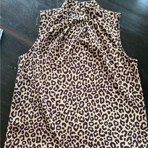 Leopard Print Sleeveless Top Ann Taylor blouse work causal large petite
